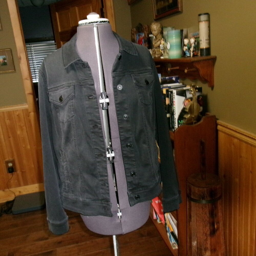 Chico Black rocker jean jacket sz 1 US Med